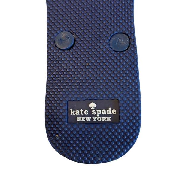 Kate Spade Women's Navy White Polka Dot Sandals Flip Flops Thongs Logo Size 7/8 - Picture 5 of 6